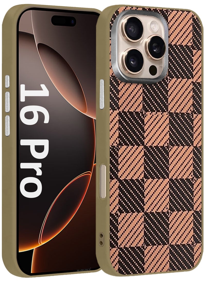 CATANES iPhone 16 Pro  Case Cover Carbon Fiber Pattern Phone Case Slim Shockproof Back Cover Chevron Pattern - Image 1